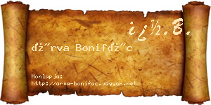 Árva Bonifác névjegykártya